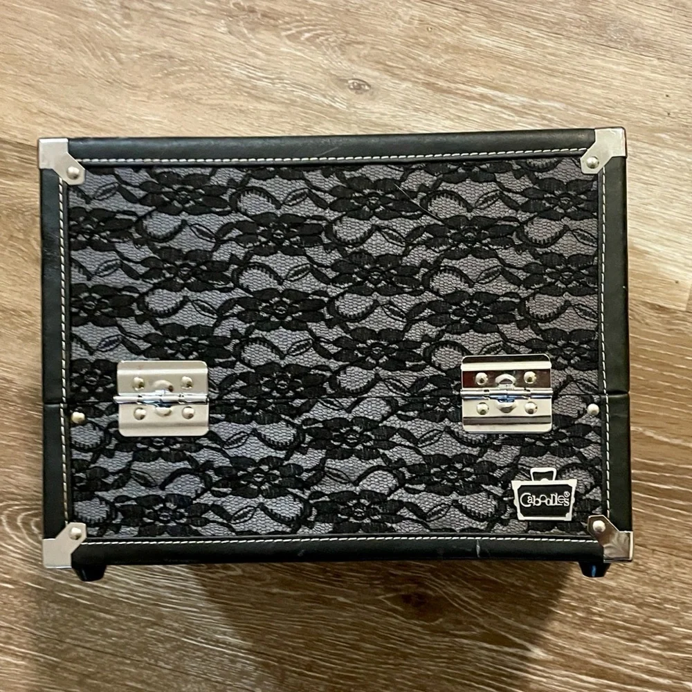 Vintage Caboodles Black Lace Train Case